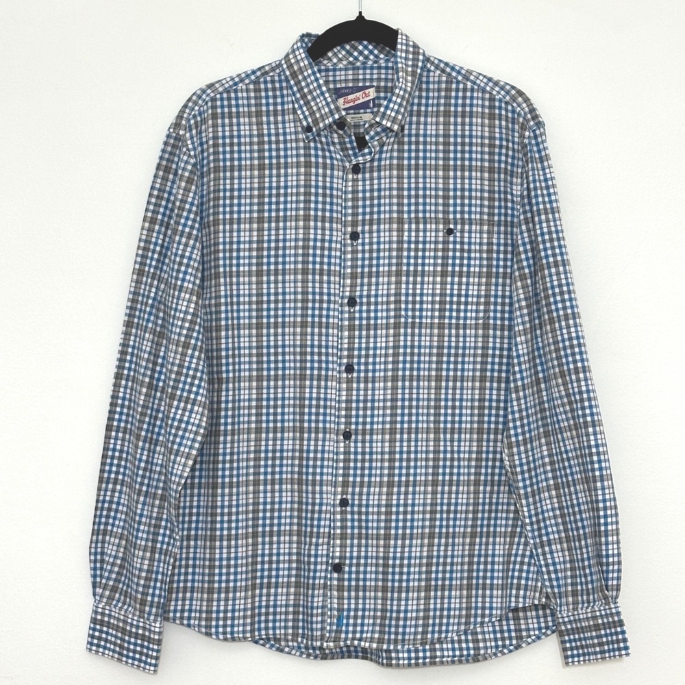 johnnie-O Hangin Out Mens Shirt M Elmer Laguna Blue Plaid Classic Casual Preppy